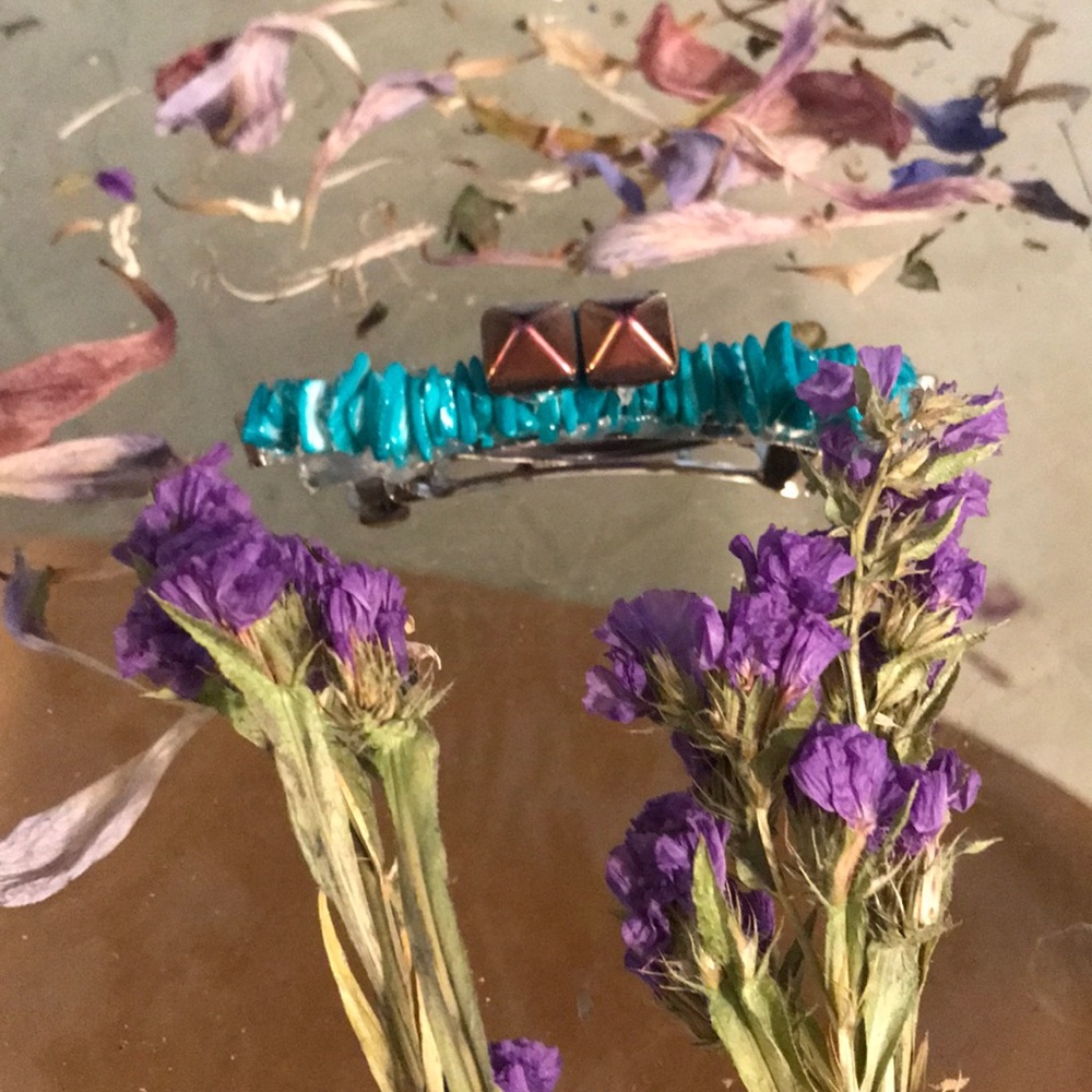 Turquoise coral hair barrette
